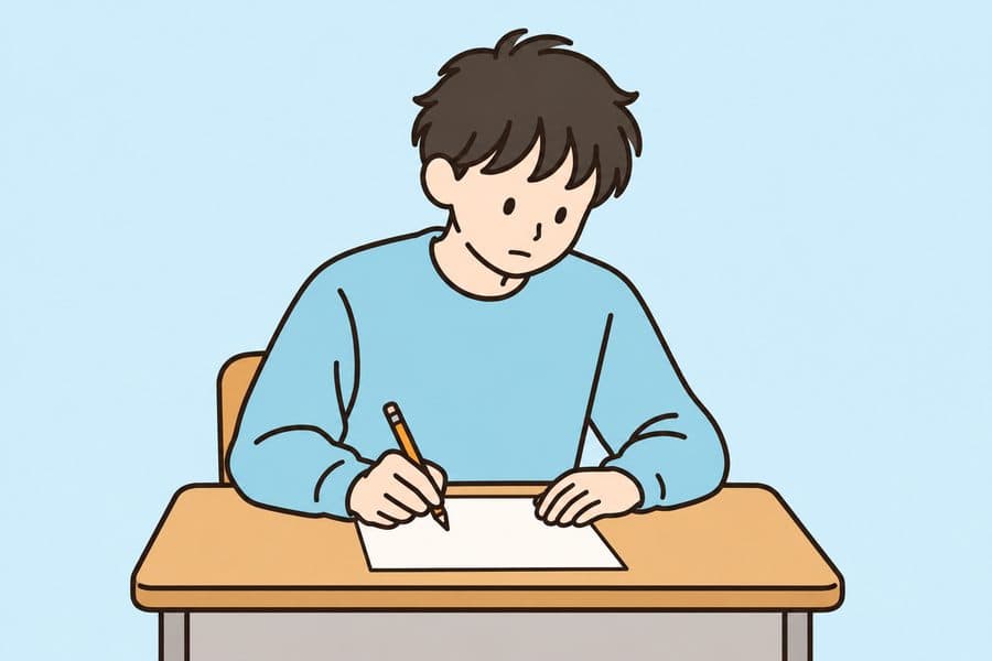 一般入試（筆記試験を受ける学生のイラスト）