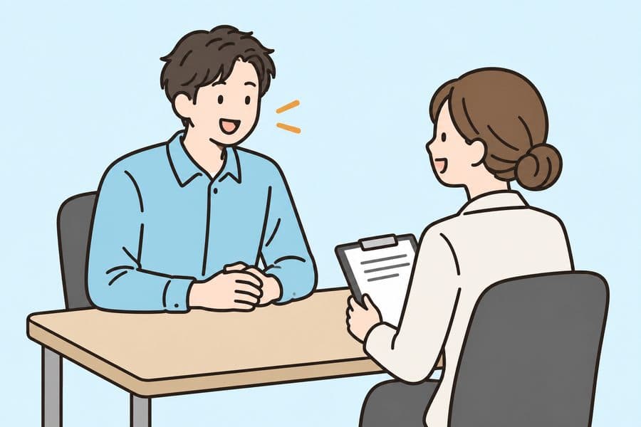 社会人入試(面談を受ける社会人のイラスト)